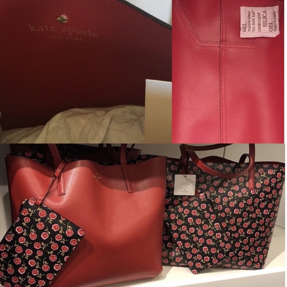 Beautiful Kate Spade Reversible Tote w/ Pouch - Picture 7 of 8